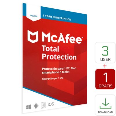 McAfee Total Protection 3 User 1 Año +1Pc GratisEDICIÓN GLOBAL